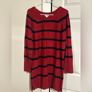 Lularoe Lauren sweater dress. Red and Navy striped. Cute with leggings!NWOT. $25